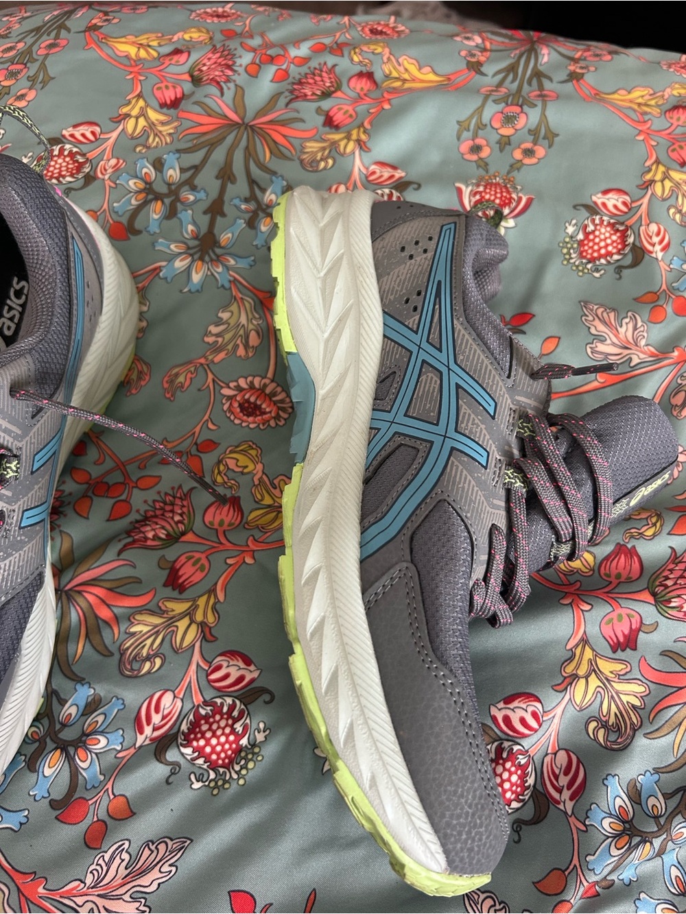 Gray Women's Athletic Sneakers with Pink & Lime Accents